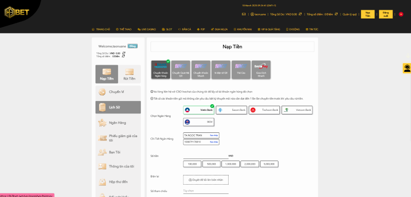 Nạp tiền rút tiền 1 Nạp tiền rút tiền H3bet