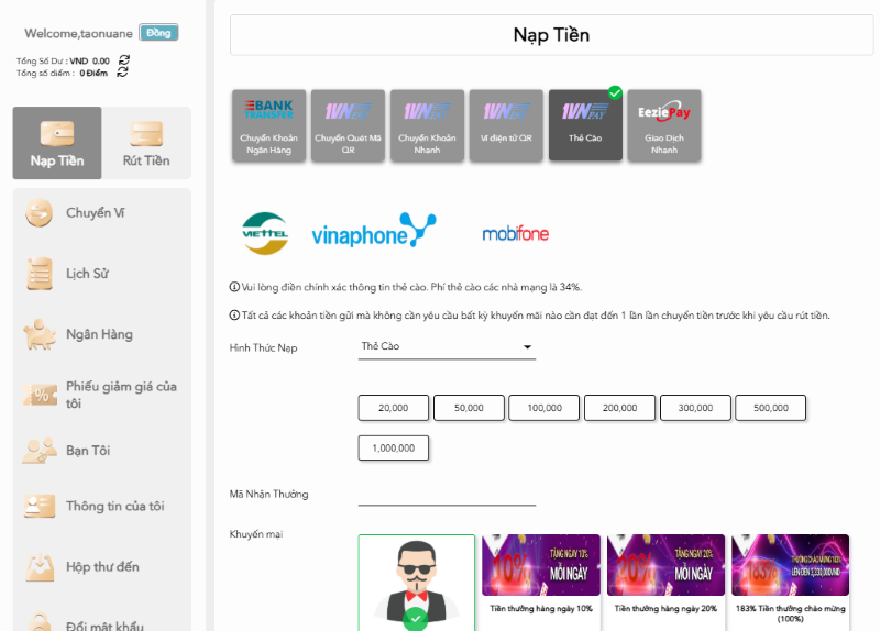 Nạp tiền rút tiền 5 nạp rút tiền H3bet
